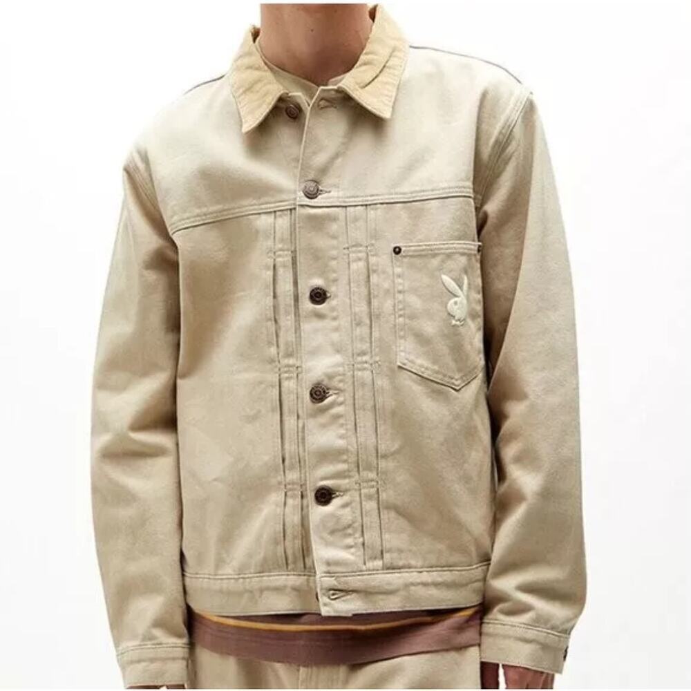 Playboy by Pacsun Mens Pumice Stone Denim Jacket Size Medium